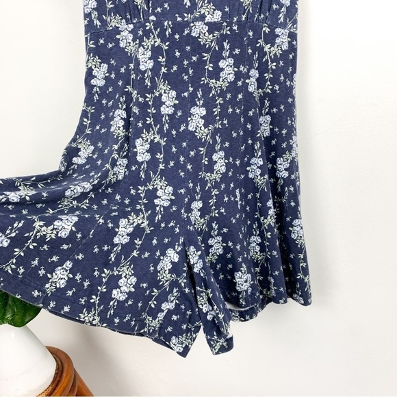 Vintage 90s Cottagecore Blue Pacific Blue Ditsy Floral Romper Sz M - Picture 8 of 8